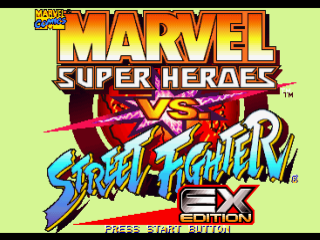 Marvel Super Heroes vs. Street Fighter title screen for Playstation
